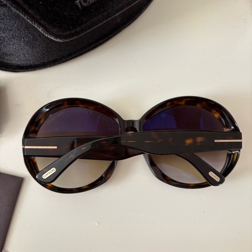 Tom Ford Annabelle Brown Oversized Sunglasses Round - Picture 2 of 6